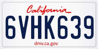 CA license plate 6VHK639