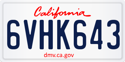 CA license plate 6VHK643