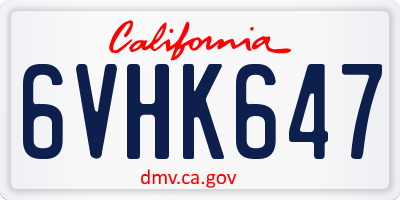 CA license plate 6VHK647