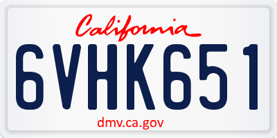 CA license plate 6VHK651