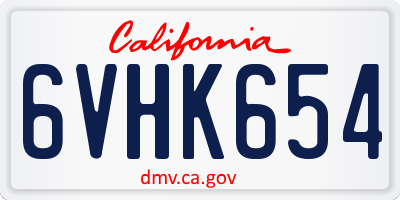 CA license plate 6VHK654