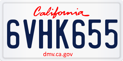CA license plate 6VHK655