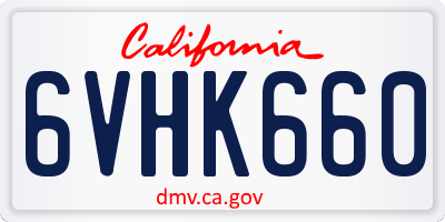 CA license plate 6VHK660