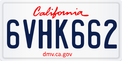 CA license plate 6VHK662