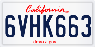 CA license plate 6VHK663