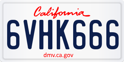 CA license plate 6VHK666