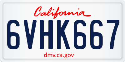 CA license plate 6VHK667