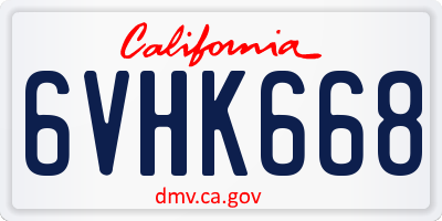 CA license plate 6VHK668