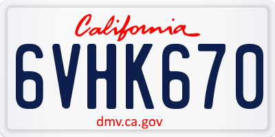 CA license plate 6VHK670