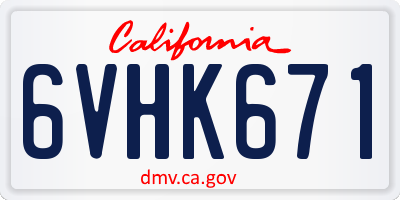CA license plate 6VHK671