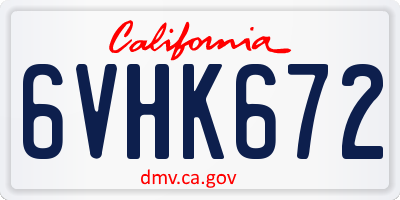 CA license plate 6VHK672