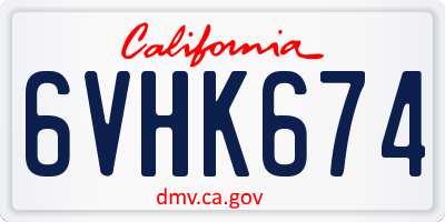 CA license plate 6VHK674