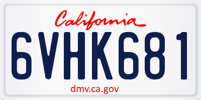 CA license plate 6VHK681