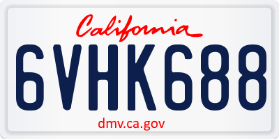 CA license plate 6VHK688