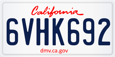 CA license plate 6VHK692
