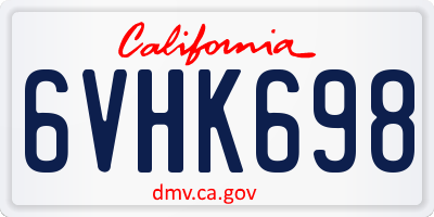 CA license plate 6VHK698