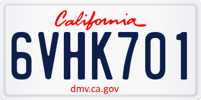 CA license plate 6VHK701