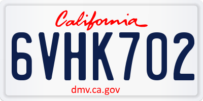 CA license plate 6VHK702