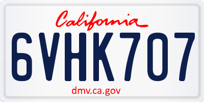 CA license plate 6VHK707