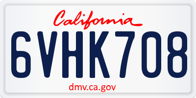 CA license plate 6VHK708