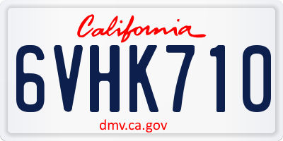 CA license plate 6VHK710