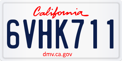 CA license plate 6VHK711