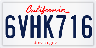 CA license plate 6VHK716