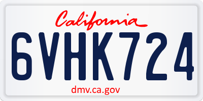 CA license plate 6VHK724