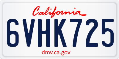 CA license plate 6VHK725