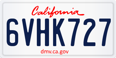 CA license plate 6VHK727