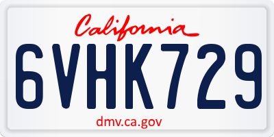 CA license plate 6VHK729