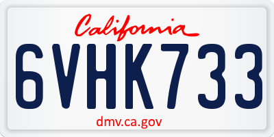 CA license plate 6VHK733