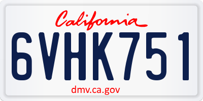 CA license plate 6VHK751
