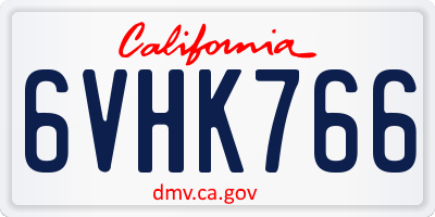 CA license plate 6VHK766