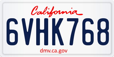 CA license plate 6VHK768