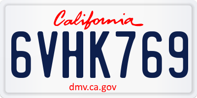 CA license plate 6VHK769