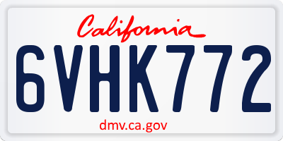 CA license plate 6VHK772