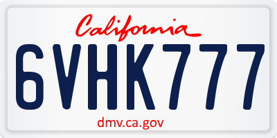 CA license plate 6VHK777