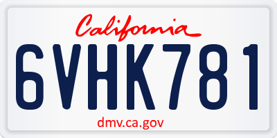 CA license plate 6VHK781