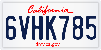 CA license plate 6VHK785