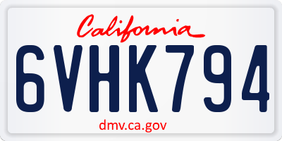 CA license plate 6VHK794