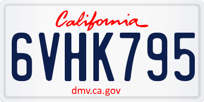 CA license plate 6VHK795