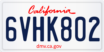 CA license plate 6VHK802