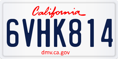 CA license plate 6VHK814