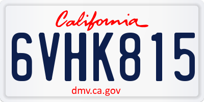 CA license plate 6VHK815