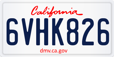 CA license plate 6VHK826