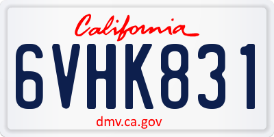 CA license plate 6VHK831