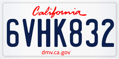 CA license plate 6VHK832