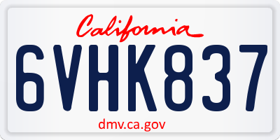 CA license plate 6VHK837