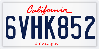 CA license plate 6VHK852